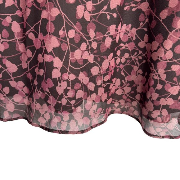 VTG‎ Liz & Co. Cottagecore Whimsigoth Brown Floral Vines A-Line Skirt Size 14 - Picture 6 of 8